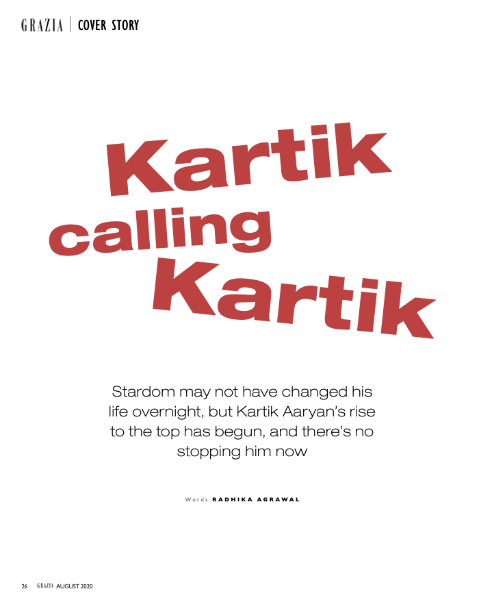 Published page preview for Kartik Aryan Cover Story for Grazia